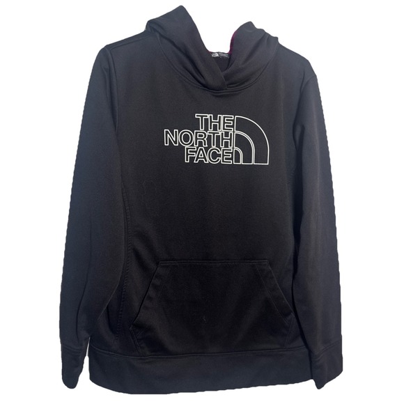 The North Face Tops - The North Face Women's Large‎ Black Pink Pullover Hoodie Sweatshirt Logo